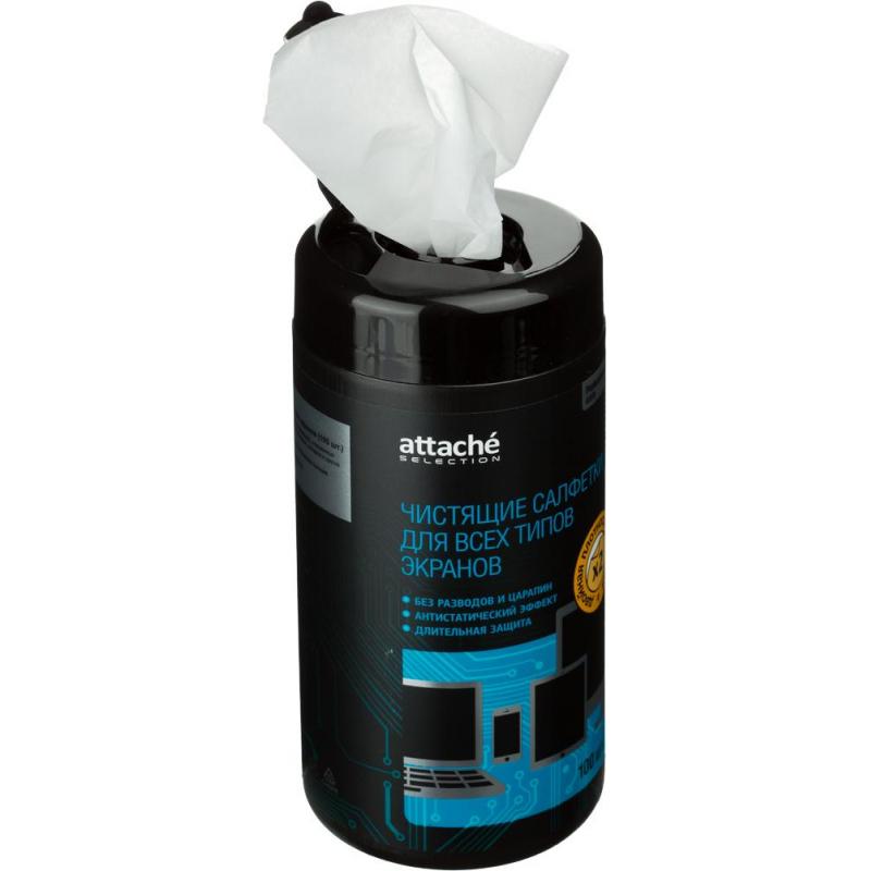 Салфетки Attache Selection д/экранов, туба, пов/пл, 100 шт, 130х150