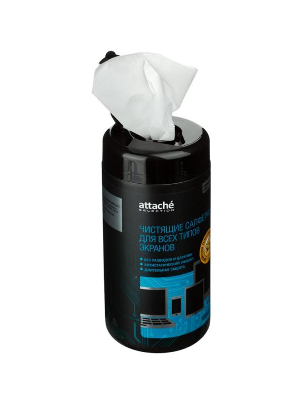 Салфетки Attache Selection д/экранов, туба, пов/пл, 100 шт, 130х150