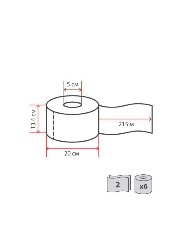 Бумага туалетная д/дисп Luscan Professional с ЦВ 2сл бел цел 215м 6 рул/уп