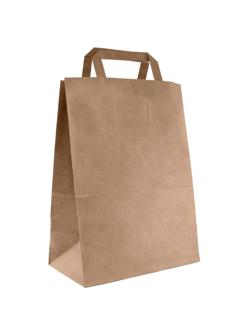 Пакет бумажный 280x150x320мм, 70 гр/м2, с плоскими ручками, крафт,250 шт/уп