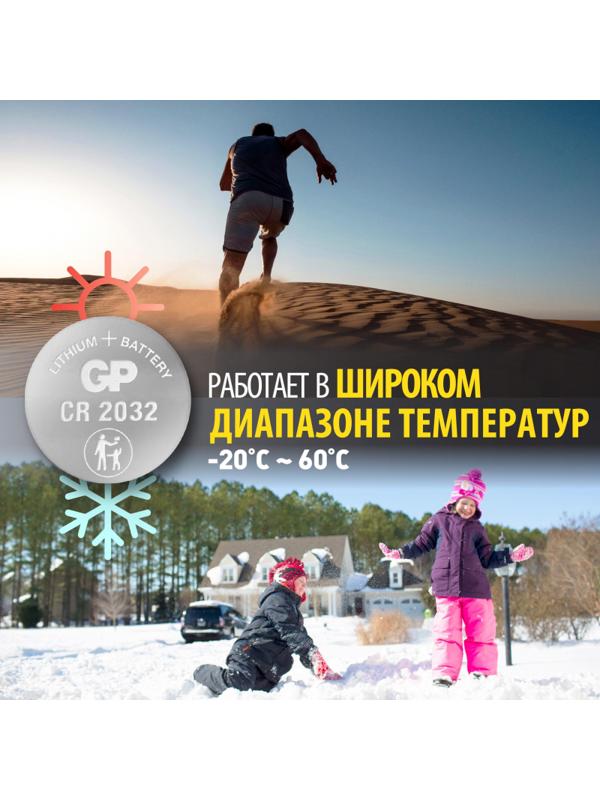 Батарейка GP CR2032, 3V, литий, бл/5шт