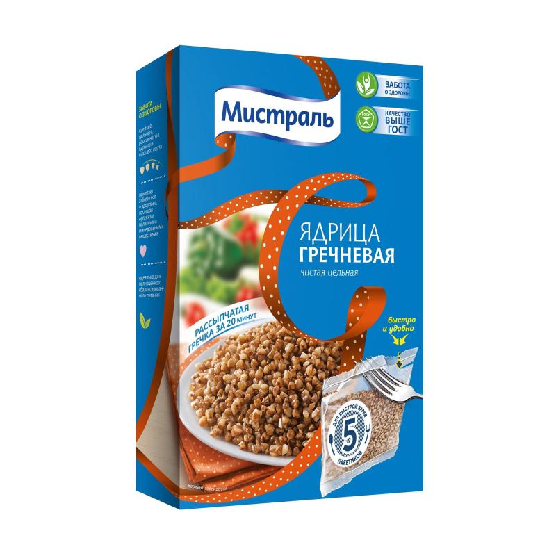 Гречка крупа МИСТРАЛЬ ядрица, 5пак х 80г