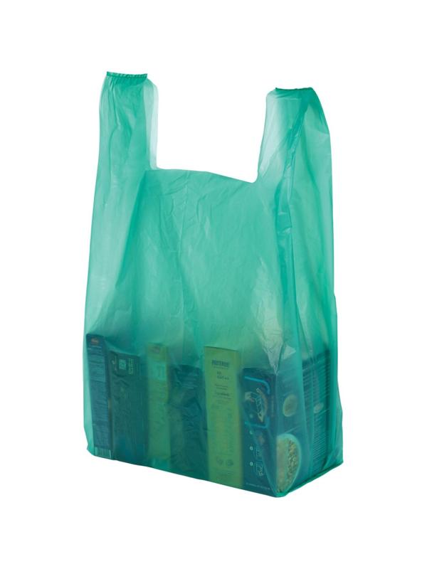 Пакет-майка  ПНД, 42+18x68см, зеленый, 35 мкм, 50 шт./уп