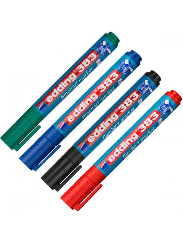 Набор маркеров для флипчартов EDDING 383, 1-5 мм, 4 цвета в ПВХ конверте