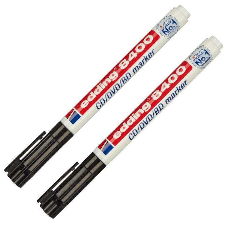 Набор маркеров для CD EDDING 8400/1 черный, 0,5-1 мм, кругл. нак, 2шт/блист