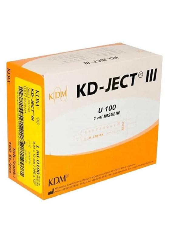 Шприц 3-комп. однораз. инс.1мл U-100 надет. 29G (0,33x12) KDМ 100шт/уп