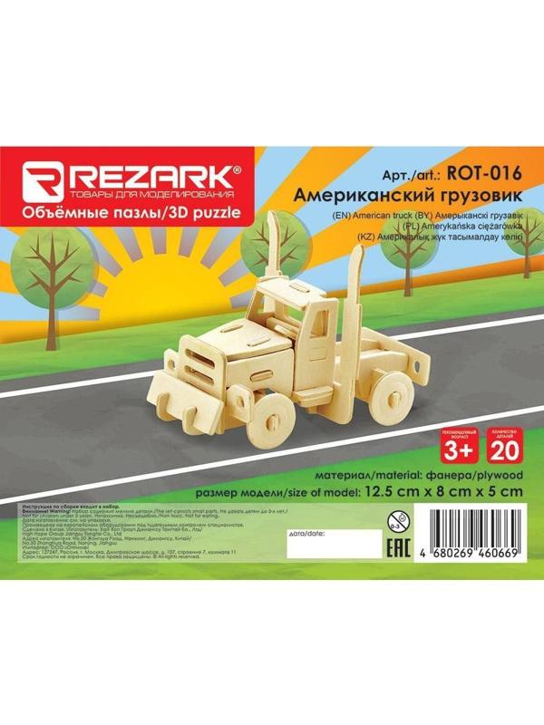 Сборная модель деревянная REZARK Пазл 3D Американский грузовик, ROT-016
