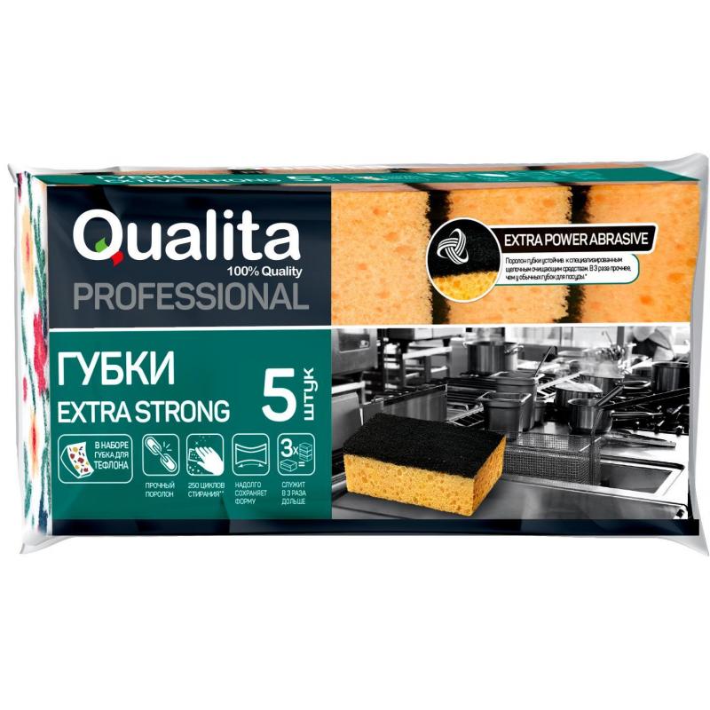 Губки для мытья посуды QUALITA EXTRA STRONG 5 шт/уп