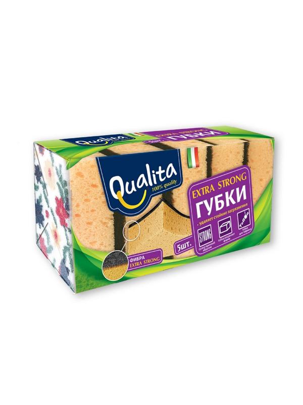 Губки для мытья посуды QUALITA EXTRA STRONG 5 шт/уп