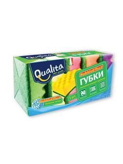 Губки для мытья посуды QUALITA BUBBLE EFFECT 100х66х37мм 5 шт/уп
