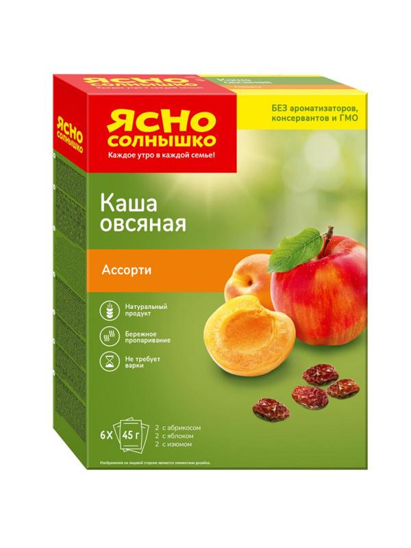 Каша Овсяная Ясно Солнышко ассорти №3 (абрикос, яблоко, изюм), 270г