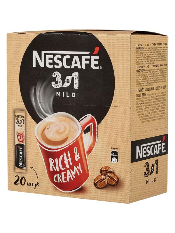Кофе Nescafe 3 в 1 мягкий раств., шоу-бокс, 20штx14,5г