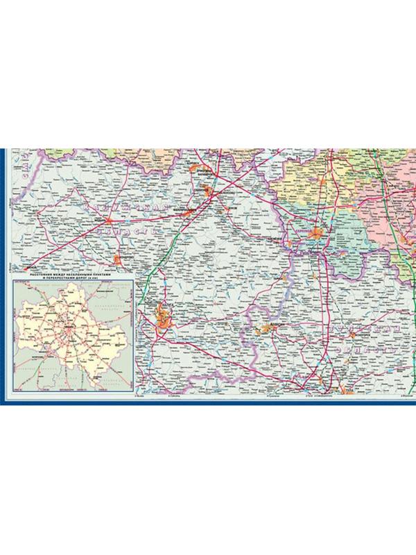 Настенная карта Мос. и Мос.Обл. администрат  1:270 тыс. 1,58х1,17м. КН104