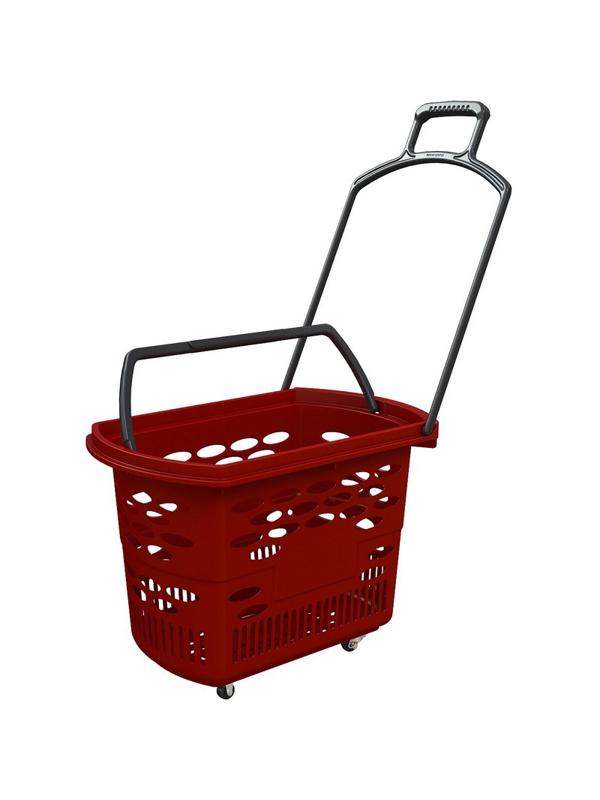 Корзина покупательская EVR_TECHNO 410064 корзина-тележка пластик красн. 38л