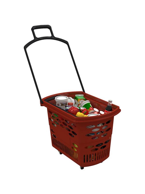 Корзина покупательская EVR_TECHNO 410064 корзина-тележка пластик красн. 38л