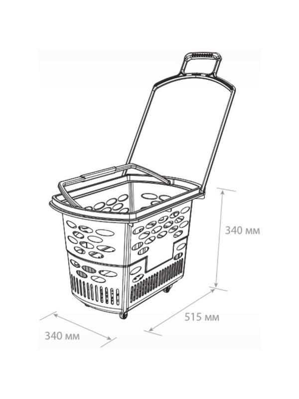 Корзина покупательская EVR_TECHNO 410064 корзина-тележка пластик красн. 38л