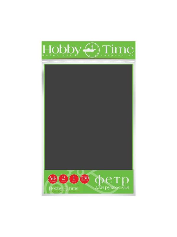 Фетр 4мм, 530 Г/М.Кв., Ф. А4, 19.5Х28.8См, 2 Листа Черный 2-156/14