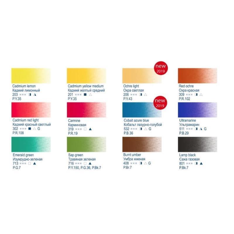 Краски акварельные Белые Ночи 12 цв х 2,5 мл., металл, 191201561