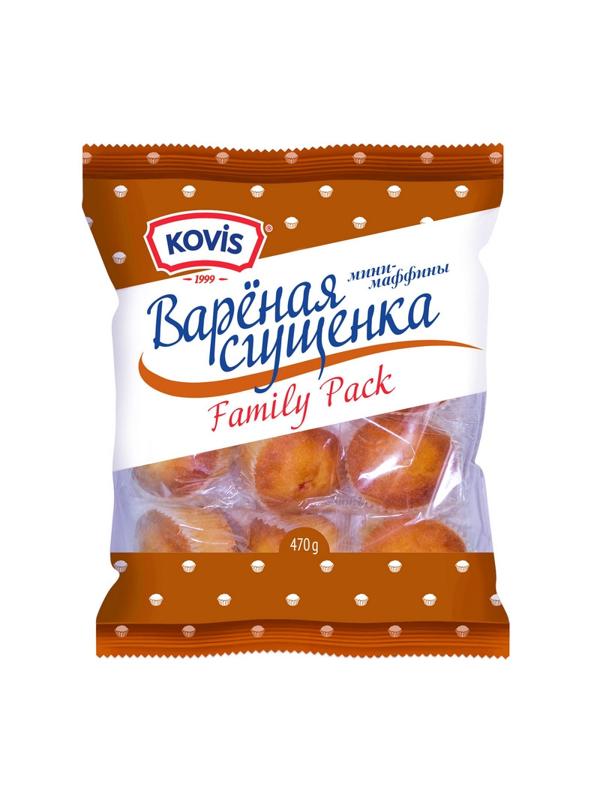 Кекс Мини-маффины Kovis с кремом вареная сгущенка, 470г