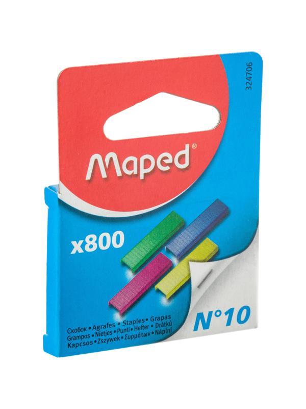 Скобы для степлера №10 Maped цветные,оцинкованные,800 шт/уп,европодв,324706