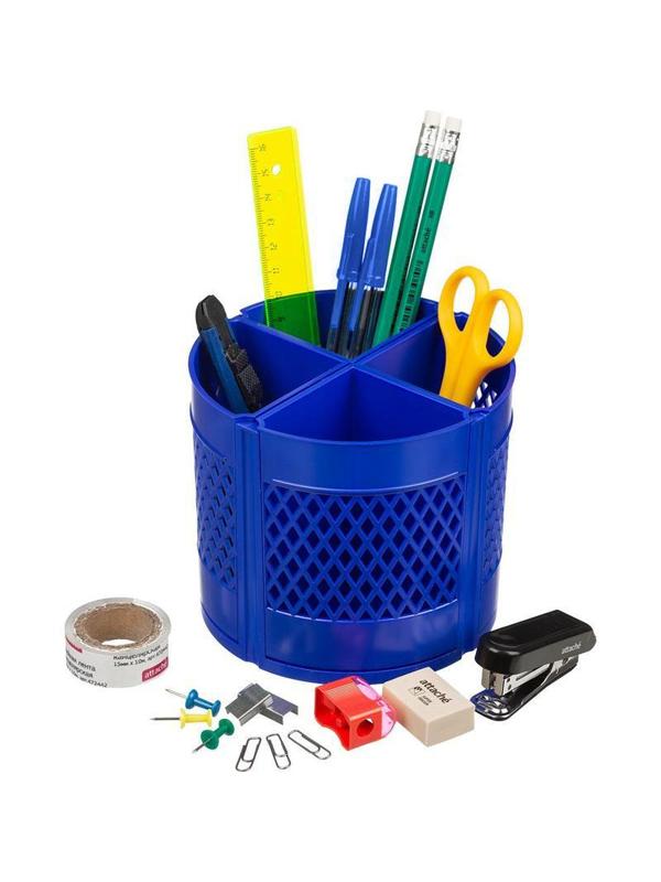 Набор настольный Attache Квартет 15 предметов синий 8 отделений вращающийся