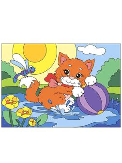 Картина по номерам Радостный котенок, Ркн-034