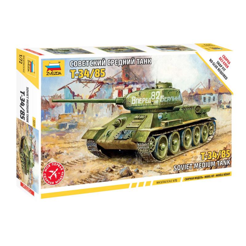 Сборная модель Советский средний танк Т-34/85 (сборка без клея)1/72, 5039