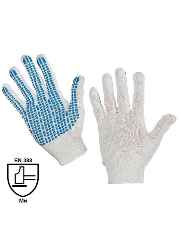 Перчатки защитные трикотажные ПВХ Протектор 4 нити 42г 10 класс 10 пар/уп Л