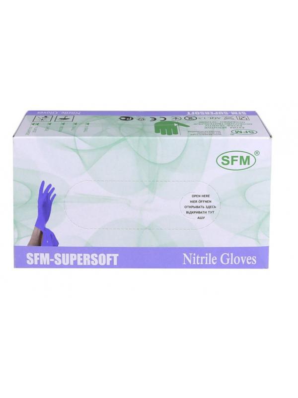 Перчатки нитрил. н/о,текстур,SFM (М) 100 пар,фиолетово-голубые