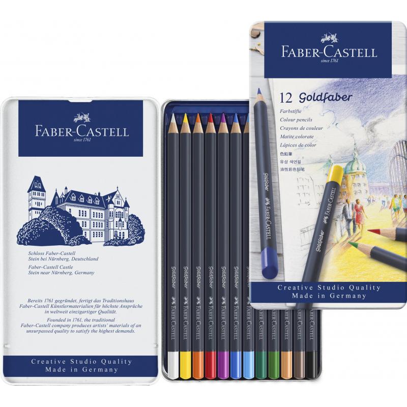 Карандаши цветные Faber-Castell Goldfaber 12цв., круглые,метал.короб,114712