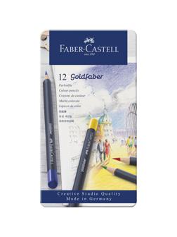 Карандаши цветные Faber-Castell Goldfaber 12цв., круглые,метал.короб,114712