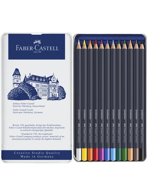 Карандаши цветные Faber-Castell Goldfaber 12цв., круглые,метал.короб,114712