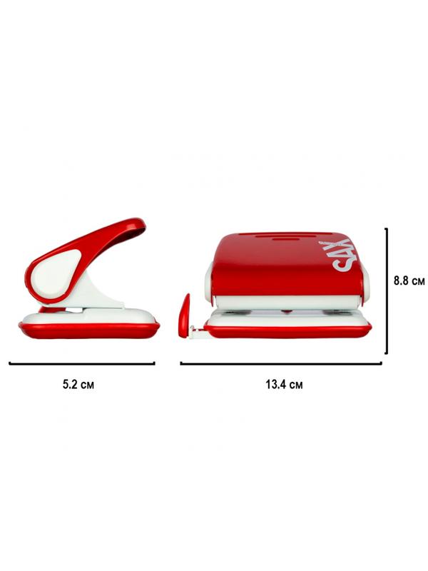 Дырокол SAX DESIGN 318, 20 листов, с линейкой, красный