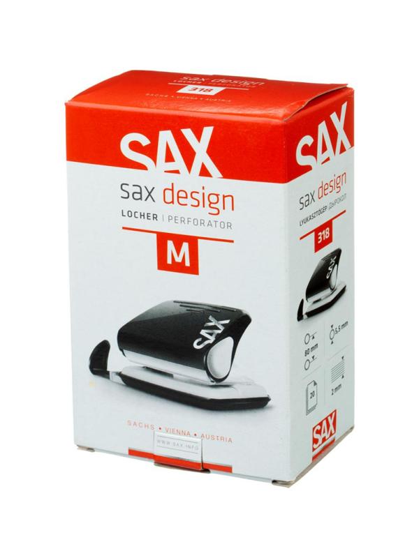 Дырокол SAX DESIGN 318, 20 листов, с линейкой, красный