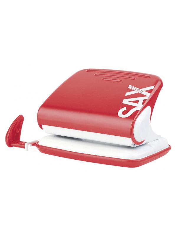Дырокол SAX DESIGN 318, 20 листов, с линейкой, красный