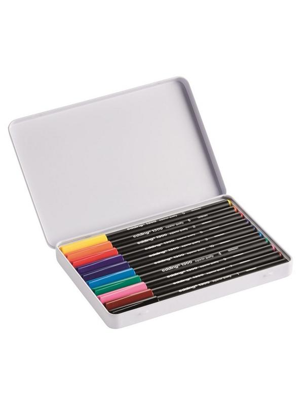 Набор маркеров _фломастеров Edding 1300. 2 мм, 10 цветов. Мет коробка