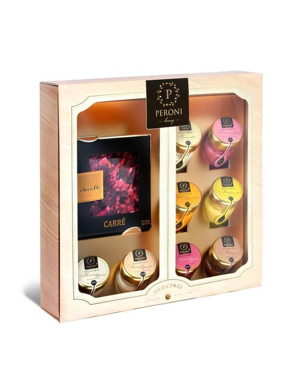 Набор ШОК-О-МЁД, (Шоколад 50гр + 8 баночек по 30мл мёда) 321