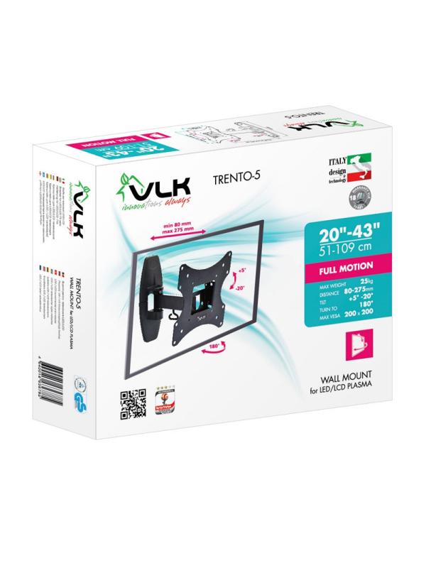 Кронштейн VLK TRENTO-5, TV 20-43,настенный, наклонно-поворотный, чер