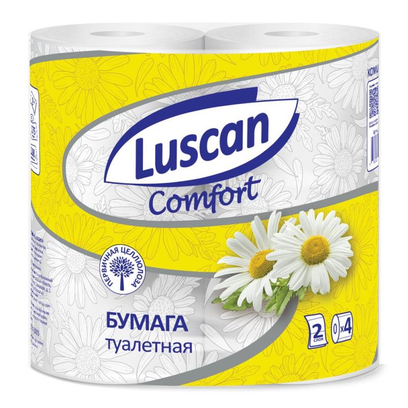 Бумага туалетная Luscan Comfort 2сл бел с жел тисн ромаш 100%цел 21,9м4р/уп