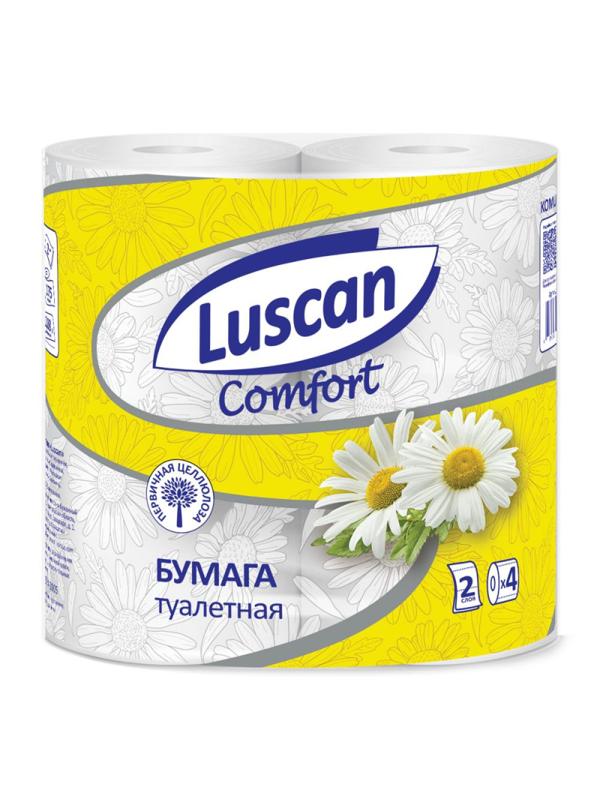 Бумага туалетная Luscan Comfort 2сл бел с жел тисн ромаш 100%цел 21,9м4р/уп