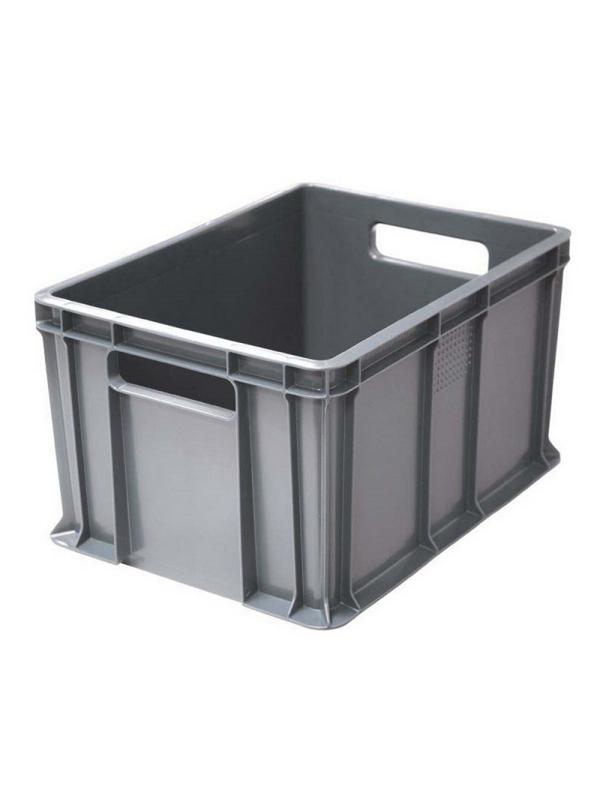 Ящик п/э 400х300х230 сплошной с ручками серый арт.703.03.01