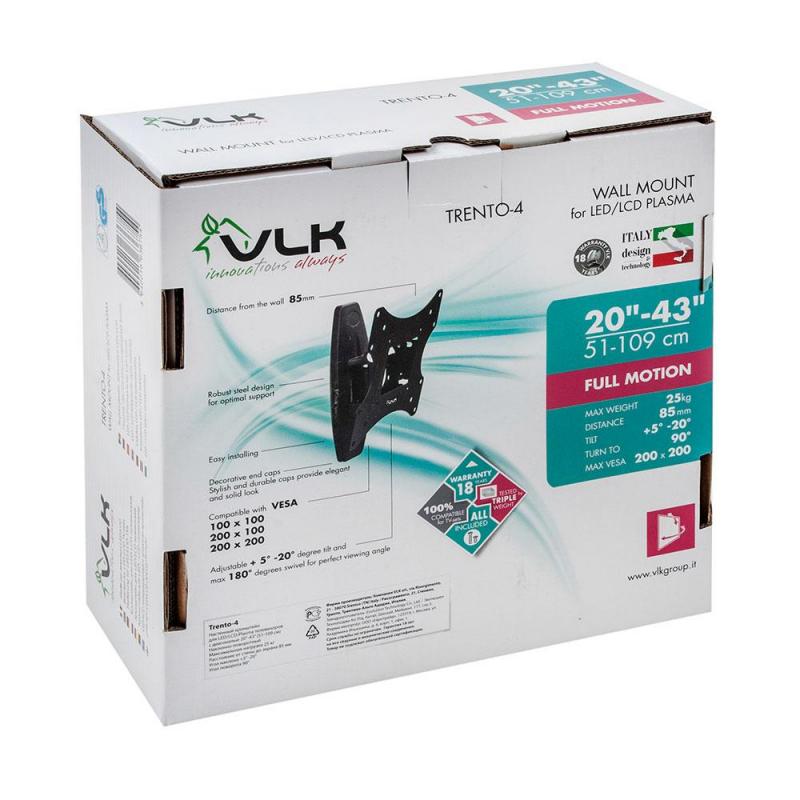 Кронштейн VLK TRENTO-4, TV 20-43, настенный, наклонно-поворотный, чер