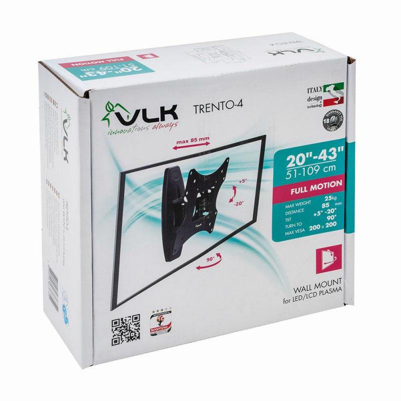 Кронштейн VLK TRENTO-4, TV 20-43, настенный, наклонно-поворотный, чер