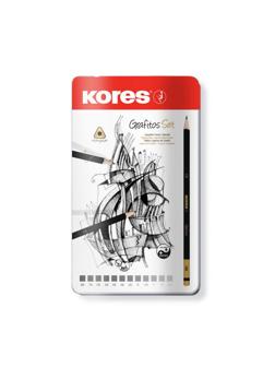 Набор карандашей чернографитных Kores GRAFITOS,трехгр.12 шт.(2Н-8В), 92162
