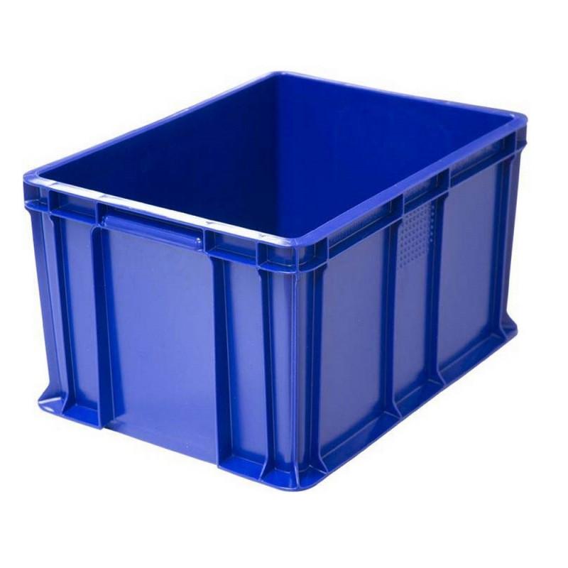 Ящик п/э 400х300х230 мм сплошной с внешней ручкой синий 703.03.02