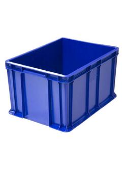 Ящик п/э 400х300х230 мм сплошной с внешней ручкой синий 703.03.02