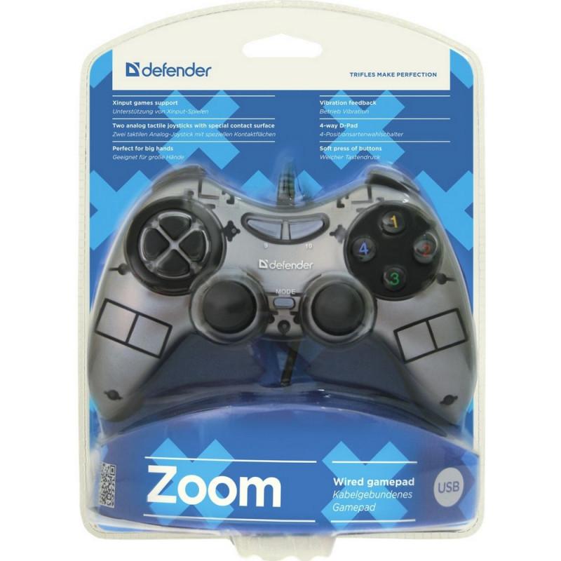 Геймпад проводной (PC) Defender Zoom USB Xinput (64244), серый
