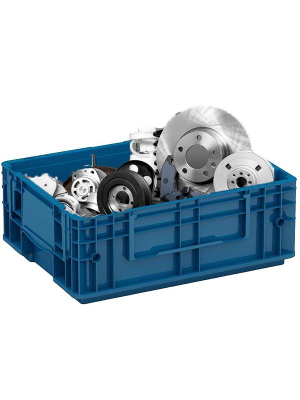 Ящик сплошной  (RL-KLT 4147)396х297х147,5 синий дно с отверстиями