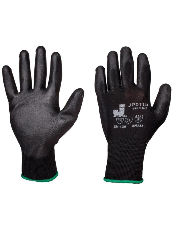 Перчатки защитные нейлоновые с п/у покр. JetaSafetyJP011b черн р.XL 12 п/уп