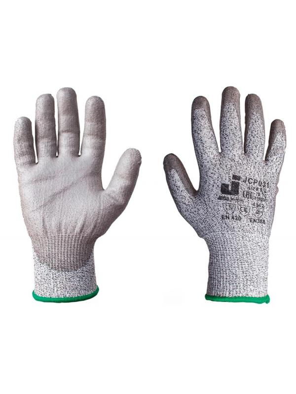 Перчатки защитные от порезов JetaSafety JCP031 трикотаж. 3кл. цв.серый р.ХL